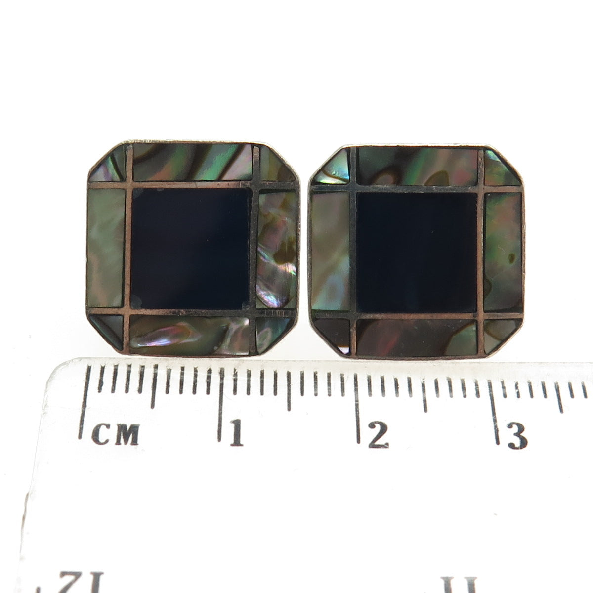 Metropolitan Museum of Art Silver Vintage Abalone Shell Blue Tiger Eye Earrings