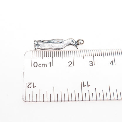 925 Sterling Silver Vintage Pinguin Oxidized Minimalist Charm Pendant