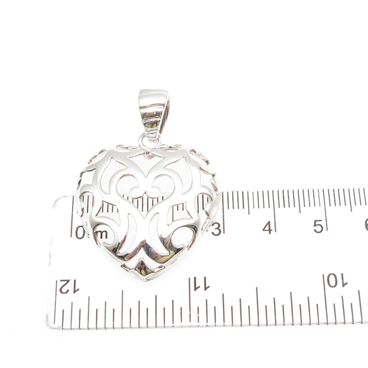 MILOR 925 Sterling Silver Vintage Italy Ornate Heart Charm Pendant