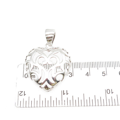 MILOR 925 Sterling Silver Vintage Italy Ornate Heart Charm Pendant
