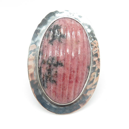 CERRO BLANCO 925 Sterling Silver Vintage Mexico Real Rhodonite Ring Size 5.25