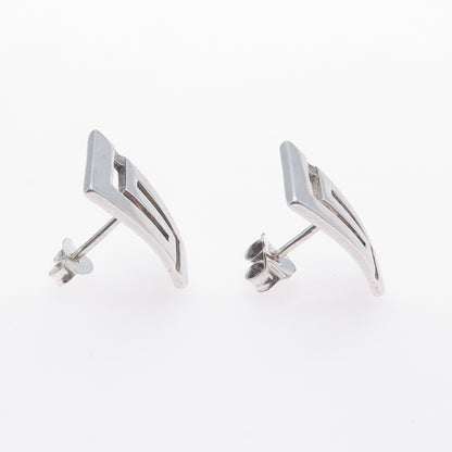 925 Sterling Silver Vintage Modernist Greek Maze Earrings