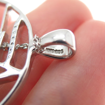 925 Sterling Silver Real Diamond Star Celestial Cable Chain Necklace 16-18"