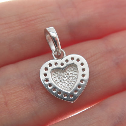925 Sterling Silver Real Round-Cut Diamond Mom Heart Minimalist Charm Pendant