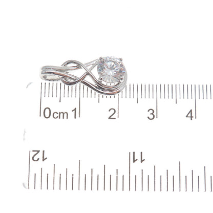 925 Sterling Silver Round-Cut Shaped C Z Slide Pendant
