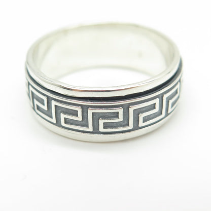 950 Silver Vintage Greek Maze Rotating Band Ring Size 12