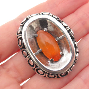 925 Sterling Silver Vintage RAF Mexico Real Opal Modernist Pin Brooch / Pendant