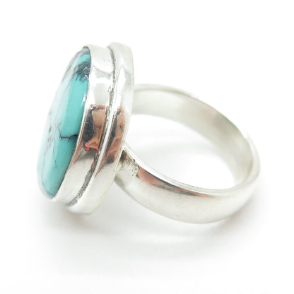 925 Sterling Silver Vintage Real Kingman Turquoise Gemstone Ring Size 6.25