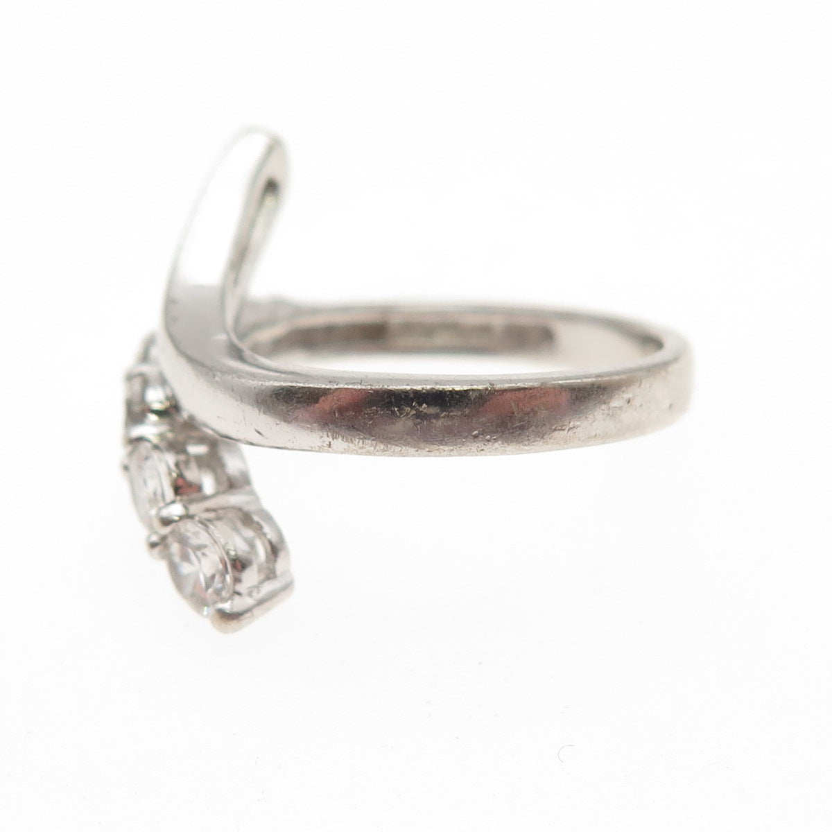 925 Sterling Silver Round-Cut C Z Bypass Ring Size 5