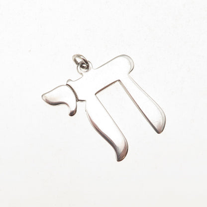Elco 925 Sterling Silver Vintage Chai Judaica Charm Pendant