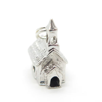925 Sterling Silver Vintage Castle Charm Pendant
