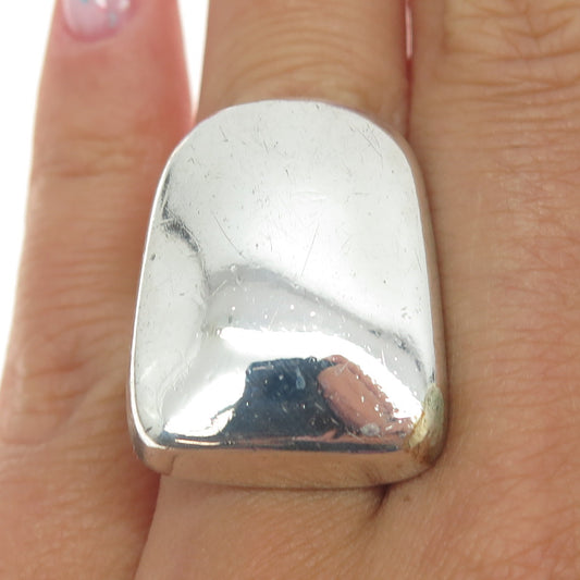 925 Sterling Silver Vintage Modernist Statement Ring Size 7