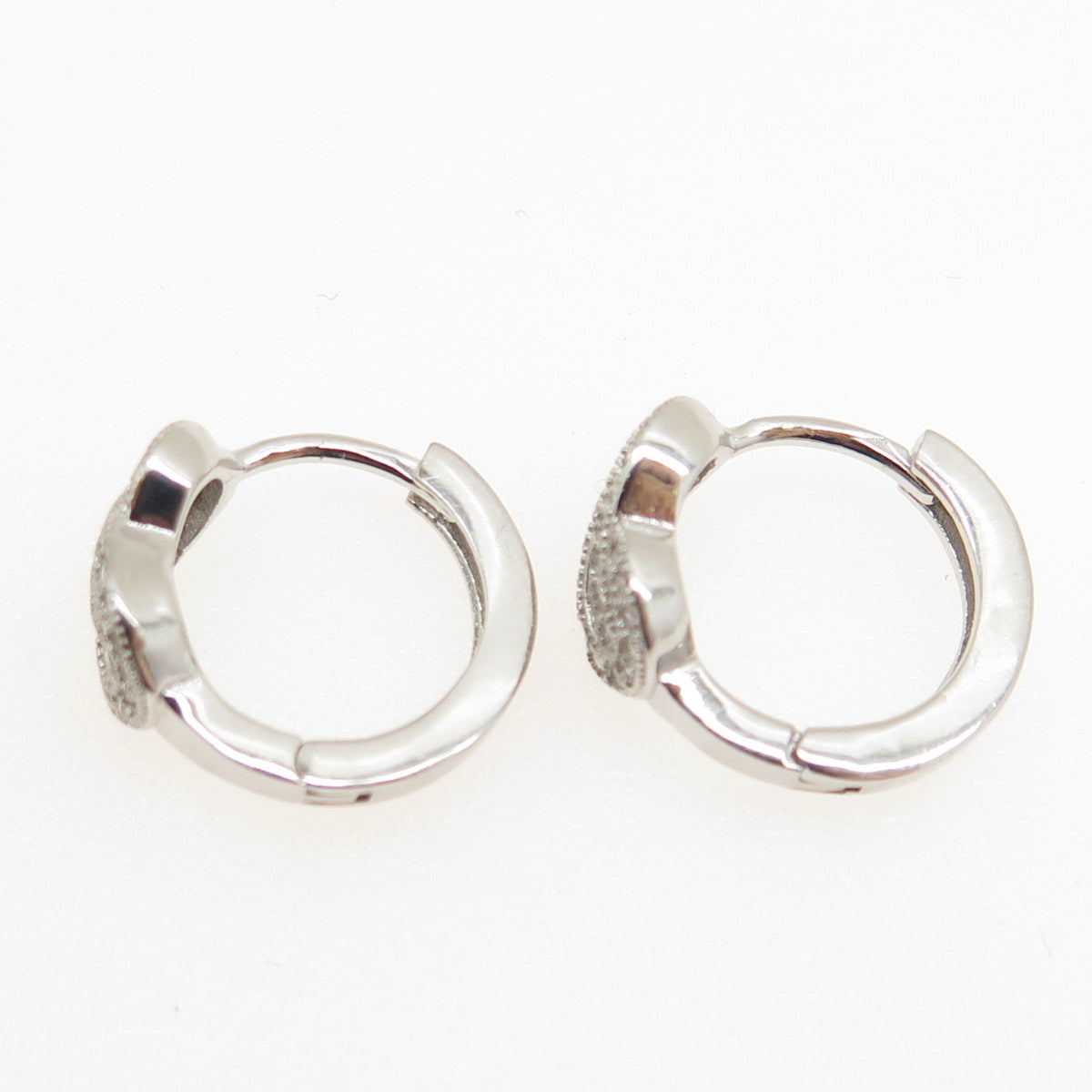 925 Sterling Silver Round-Cut C Z Knot Hoop Earrings