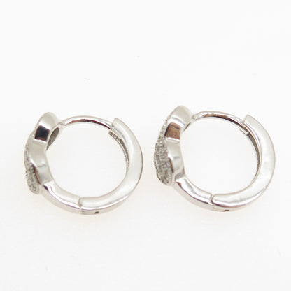 925 Sterling Silver Round-Cut C Z Knot Hoop Earrings