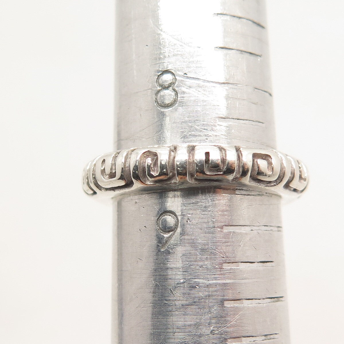 925 Sterling Silver Vintage Mexico Greek Maze Band Ring Size 8.75