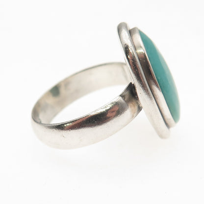925 Sterling Silver Vintage Real Tyrone Turquoise Oxidized Ring Size 6.5
