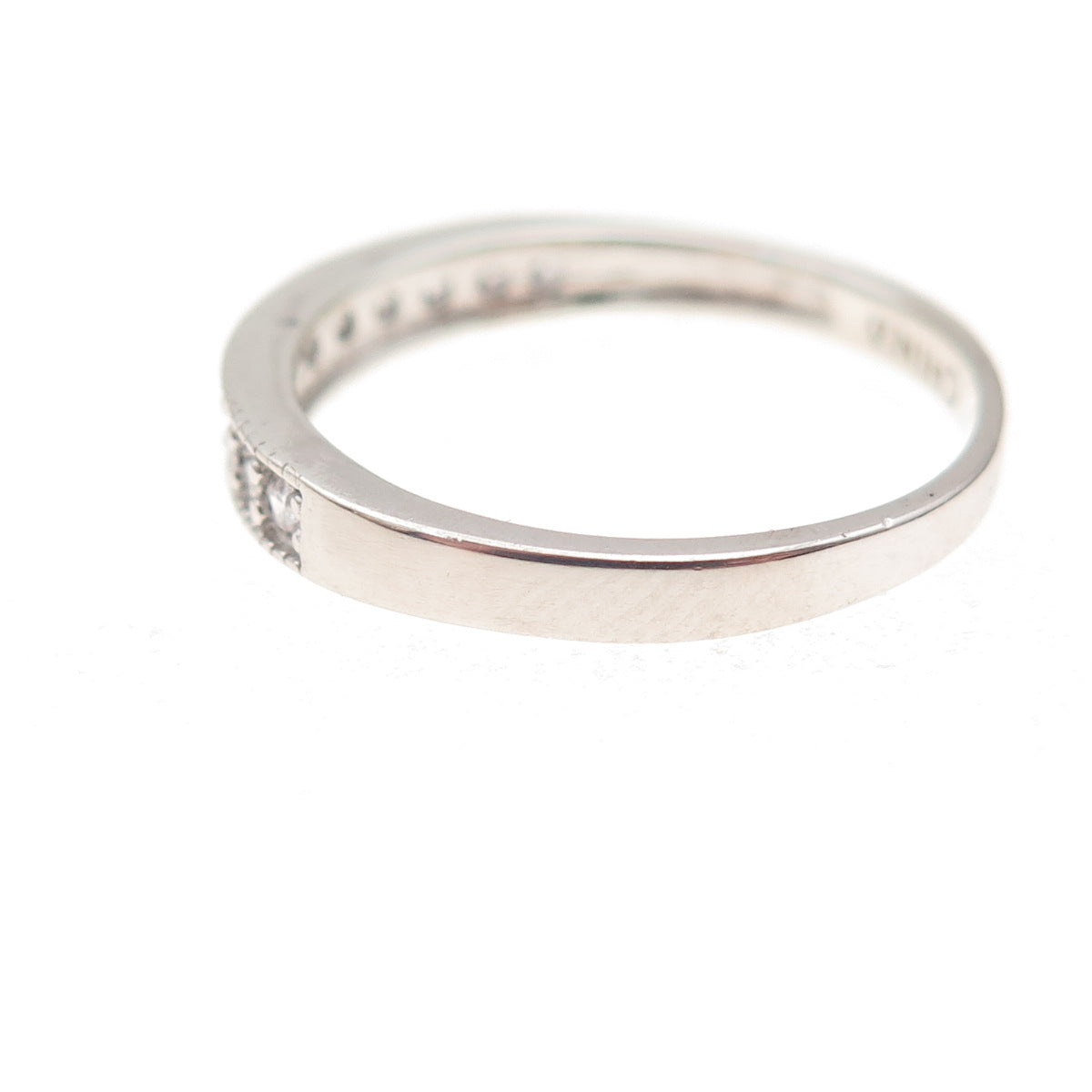 925 Sterling Silver Round-Cut C Z Half Eternity Band Ring Size 7.25