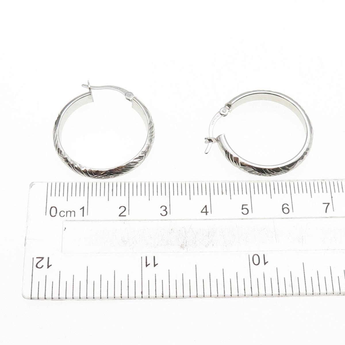 925 Sterling Silver Engraved Hoop Earrings