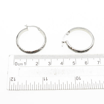 925 Sterling Silver Engraved Hoop Earrings