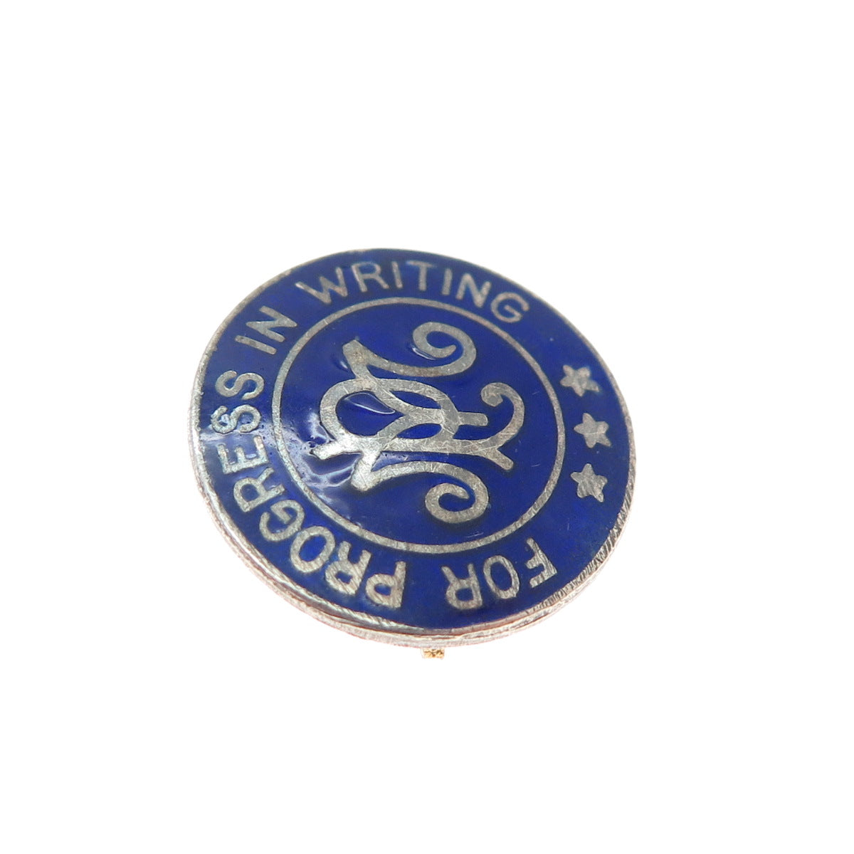 BALFOUR Sterling GP Antique Enamel Palmer Method For Progress in Writing Brooch