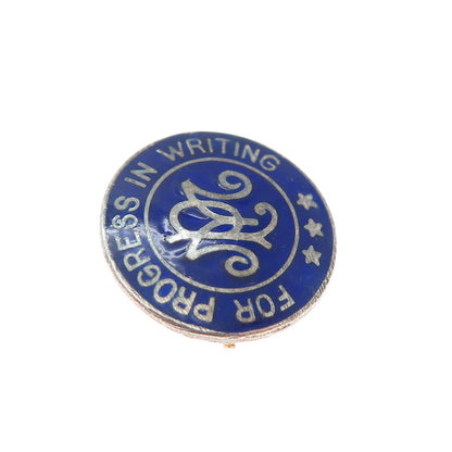 BALFOUR Sterling GP Antique Enamel Palmer Method For Progress in Writing Brooch