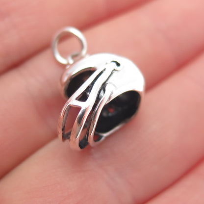 925 Sterling Silver Vintage Football Helmet Mini 3D Charm Pendant
