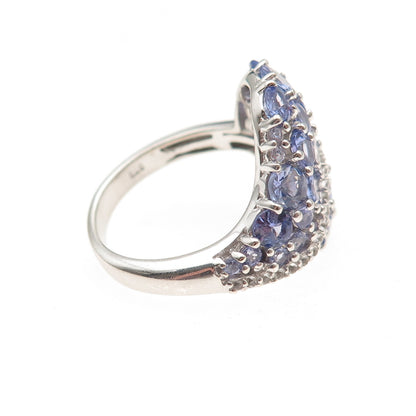 Chuck Clemency 925 Sterling Silver Real Tanzanite & White Topaz Ring Size 8.25
