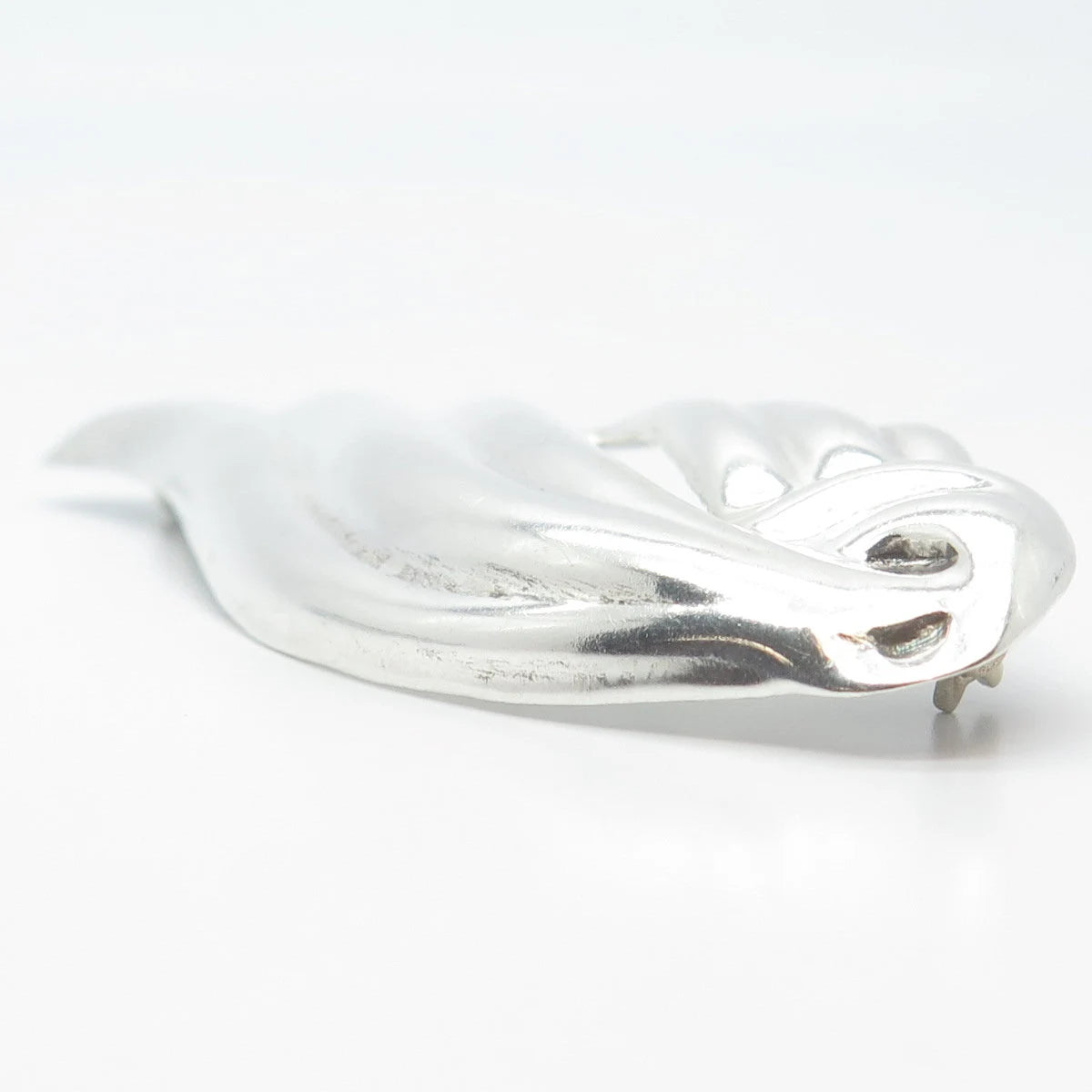 925 Sterling Silver Vintage Mexico Ribbed Abstract Wing Pin Brooch