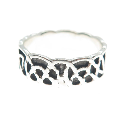 925 Sterling Silver Vintage Celtic Knot Band Oxidized Ring Size 8.25