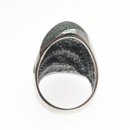 925 Sterling Silver Vintage Modernist Oxidized Ring Size 7.75
