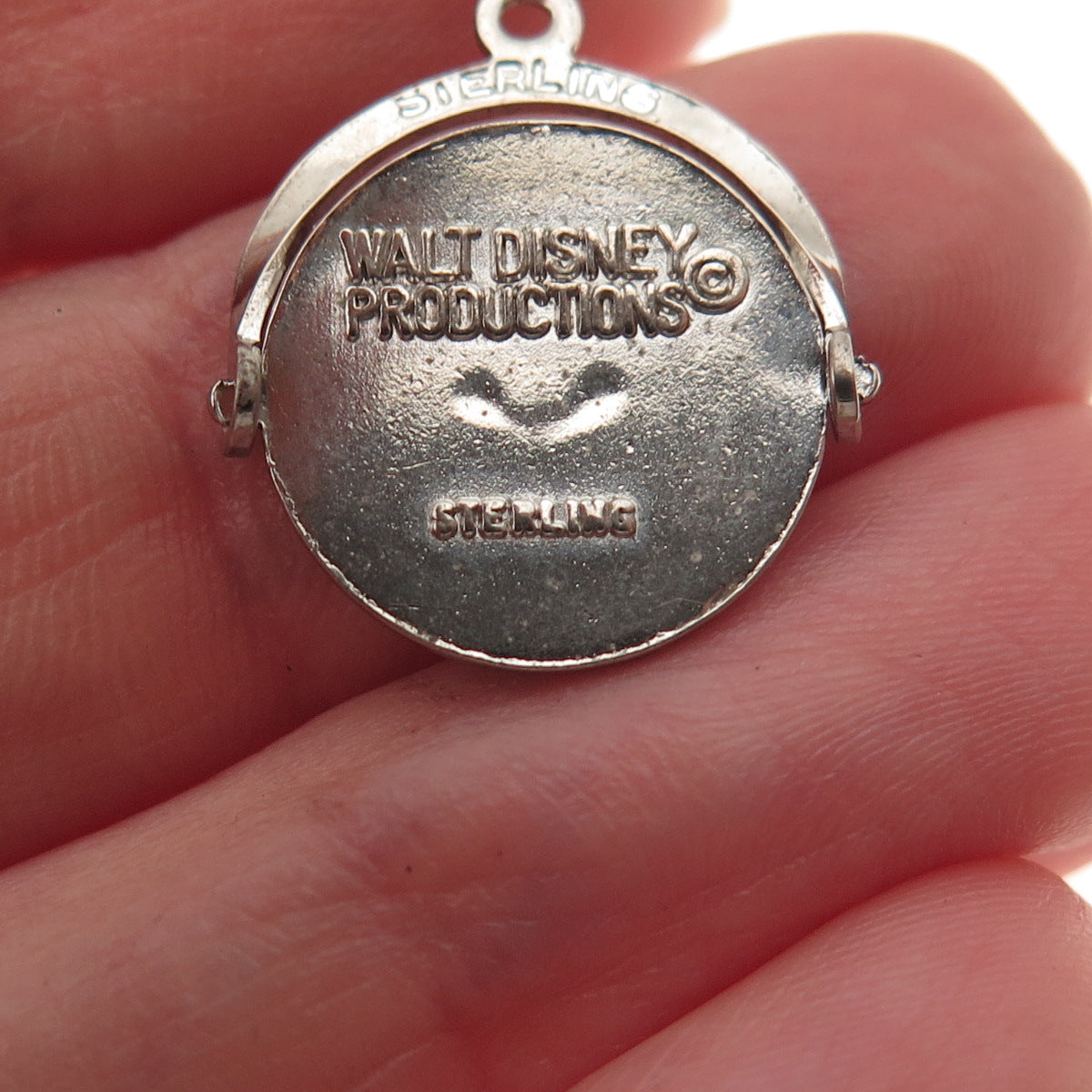 925 Sterling Silver Vintage Enamel Walt Disney World Spinner Charm Pendant