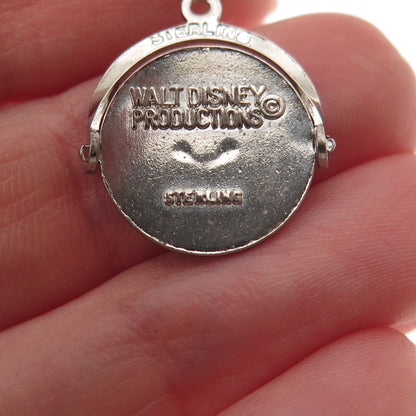 925 Sterling Silver Vintage Enamel Walt Disney World Spinner Charm Pendant
