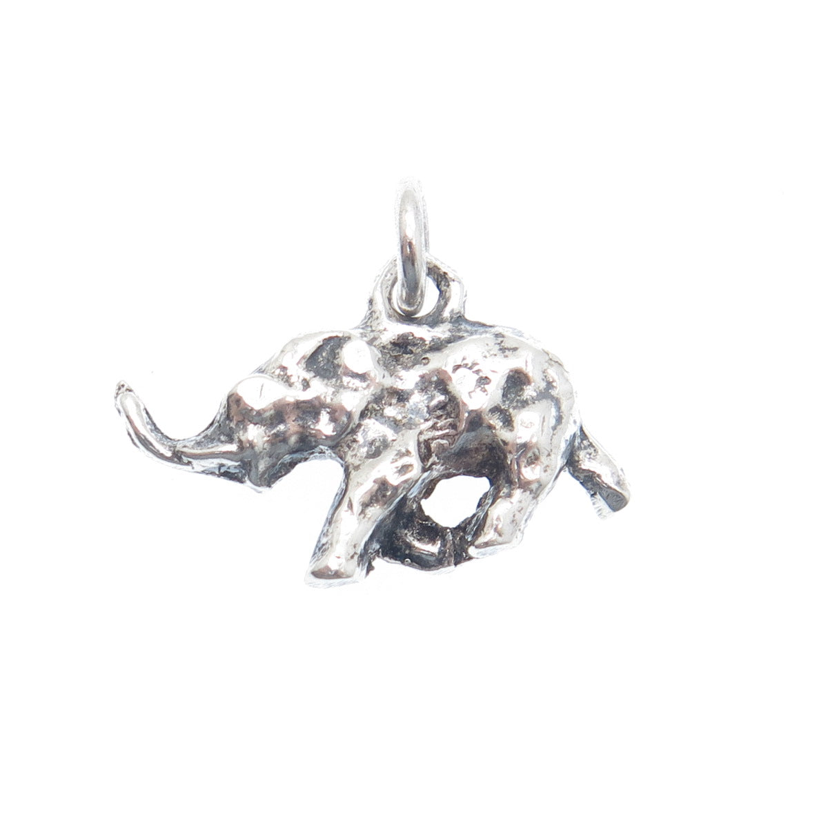 925 Sterling Silver Vintage Elephant Oxidized Minimalist Charm Pendant