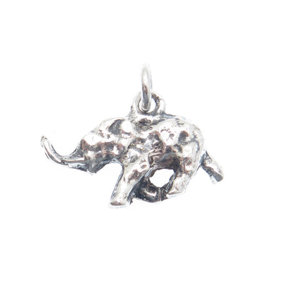 925 Sterling Silver Vintage Elephant Oxidized Minimalist Charm Pendant