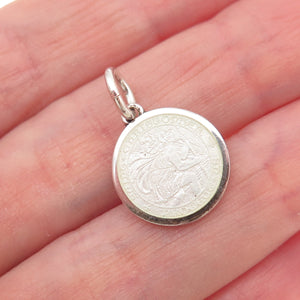 Charles Thomae 925 Sterling Silver Vintage Enamel St. Christopher Charm Pendant