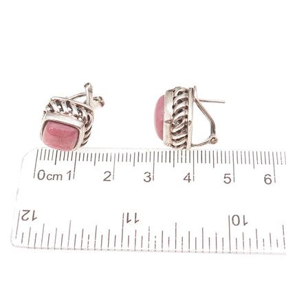Michelle Albala 925 Sterling Silver Vintage Real Rhodonite Omega Back Earrings
