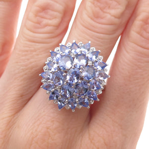Chuck Clemency 925 Sterling Silver Real Multi-Cut Tanzanite Ring Size 8