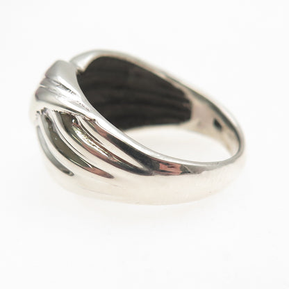 925 Sterling Silver Vintage Modernist Oxidized Ring Size 8.5
