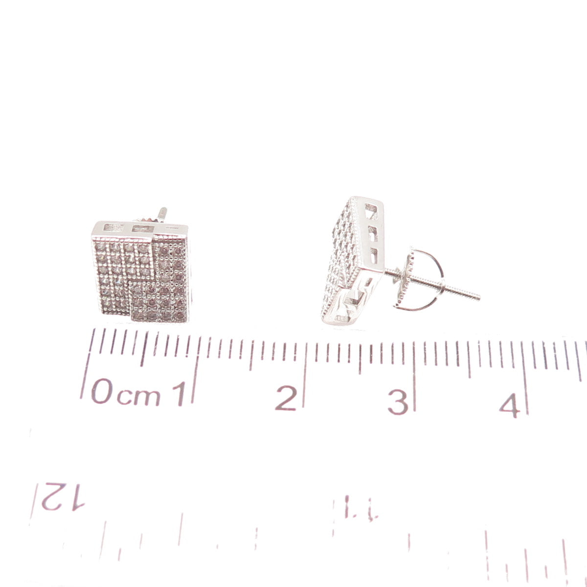 925 Sterling Silver Round-Cut C Z Stud Earrings