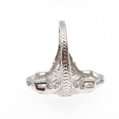 925 Sterling Silver Round-Cut C Z Bohemian Ring Size 9.25