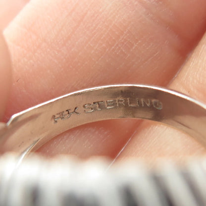 925 Sterling Silver Vintage Uncas Ribbed Domed Ring Size 6