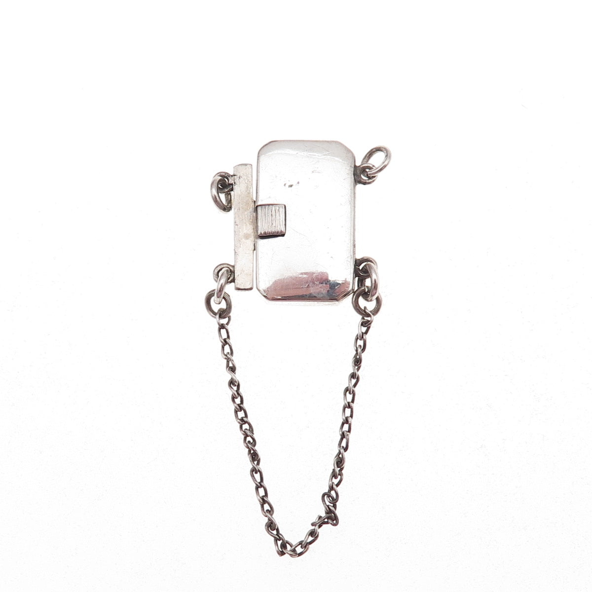 925 Sterling Silver Antique Japan Bracelet Necklace Safety Chain Box Lock Clasp