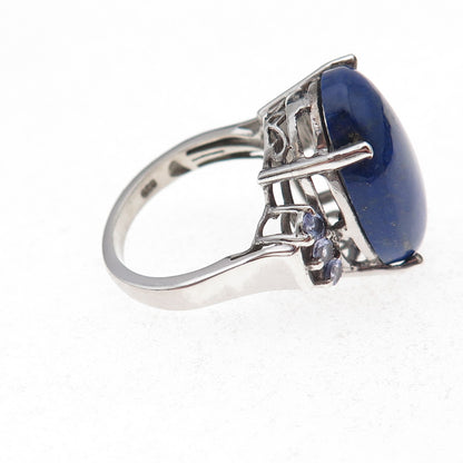 Chuck Clemency 925 Sterling Silver Real Lapis & Tanzanite Ring Size 7.75
