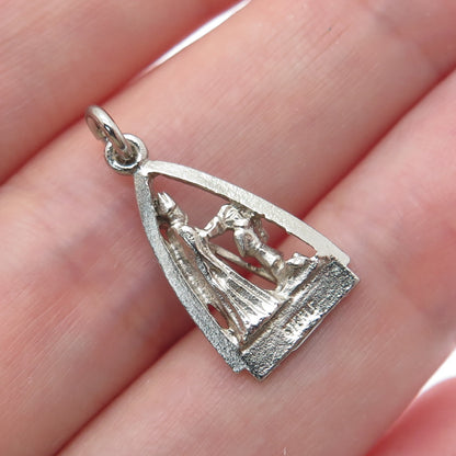 925 Sterling Silver Vintage Confirmation Oxidized Minimalist Charm Pendant