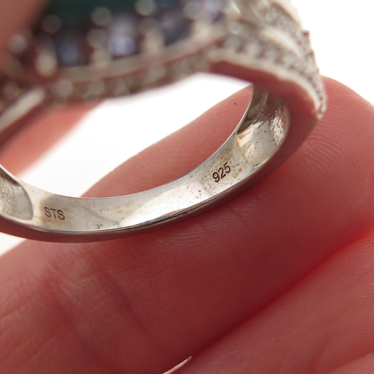 Chuck Clemency 925 Sterling Silver Real Turquoise Tanzanite Topaz Ring Size 8.25