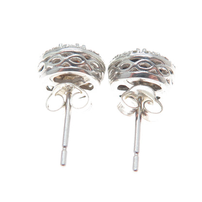 925 Sterling Silver Real Round-Cut Diamond Stud Earrings