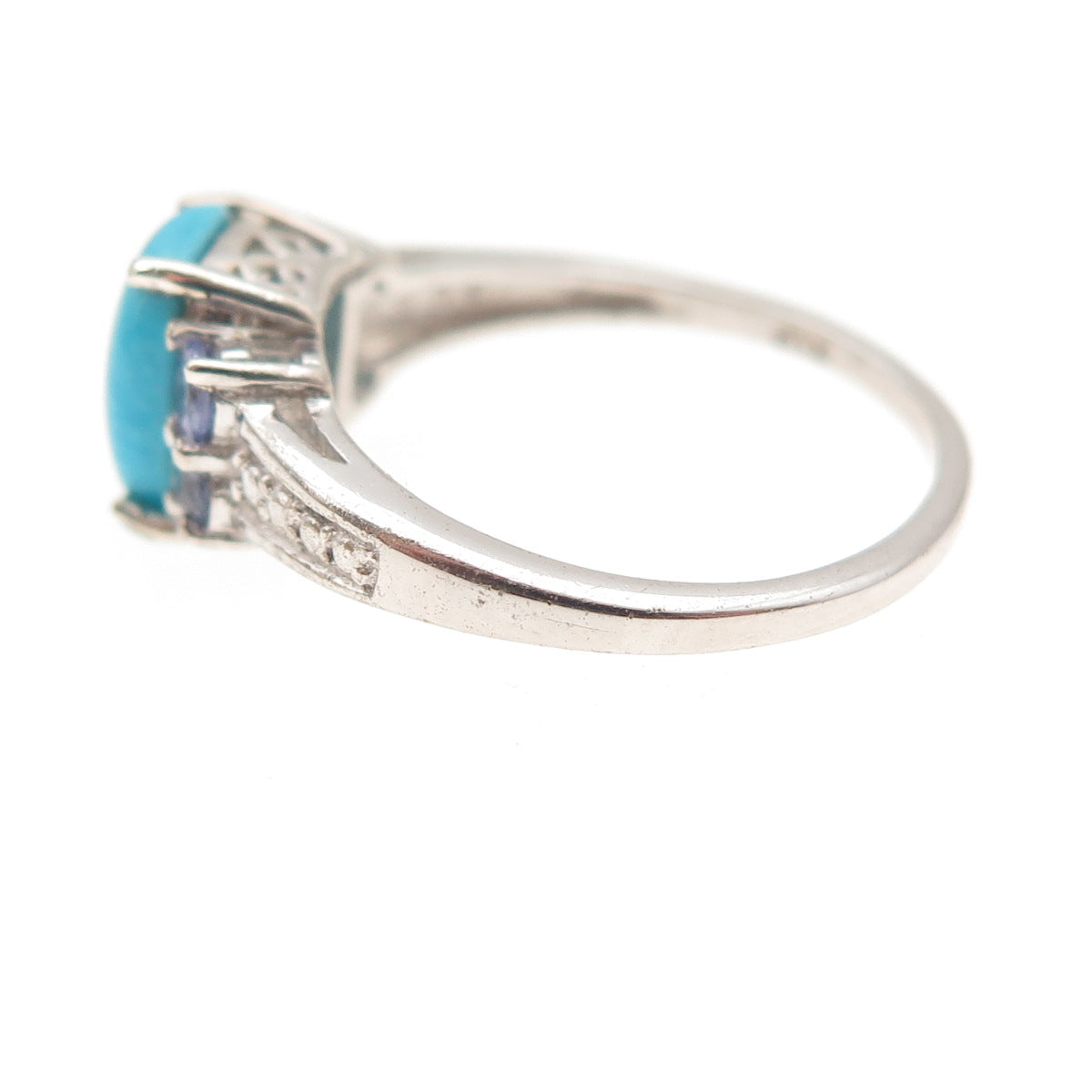 Chuck Clemency 925 Sterling Silver Real Turquoise & Tanzanite Ring Size 6