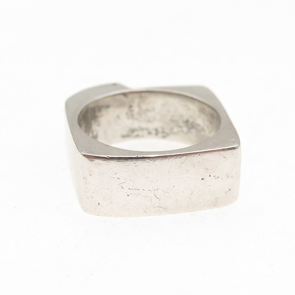 Silver Lining 925 Sterling Vintage Real Turquoise Modernist Ring Size 7