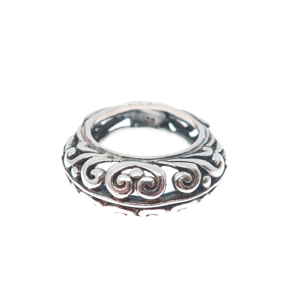 925 Sterling Silver Vintage Modernist Swirl Oxidized Ring Size 7.5
