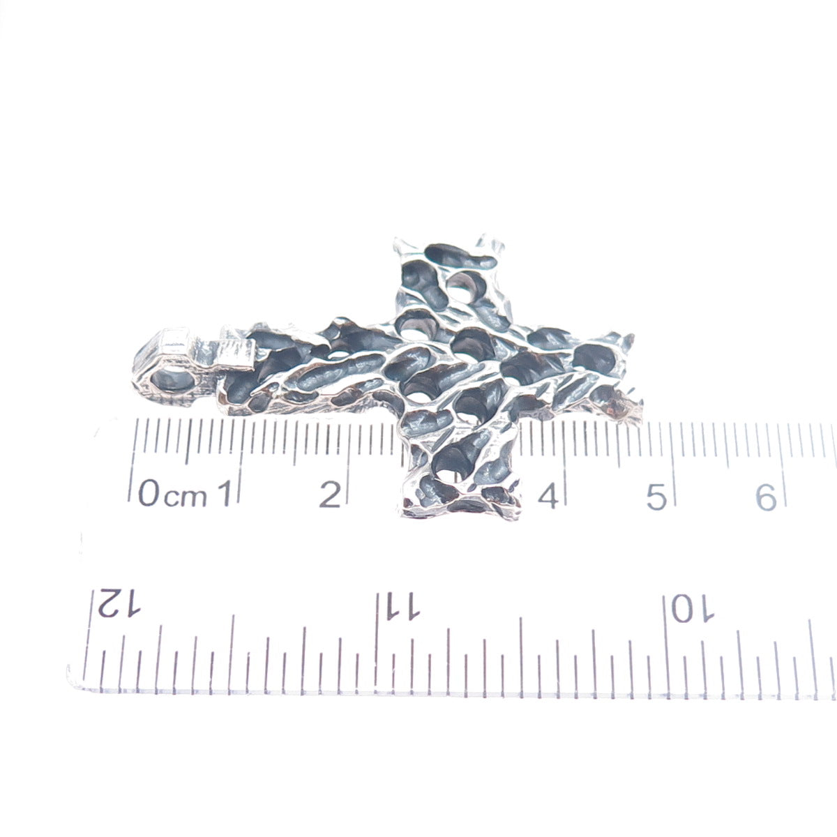 925 Sterling Silver Vintage Modernist Cross Oxidized Charm Pendant